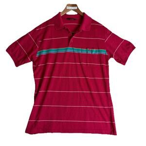 Vintage Tour Collection‎ Red Green Striped Short Sleeve Golf Polo XL